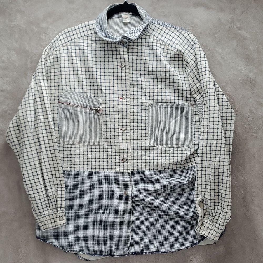 STEFANO INTERNATIONAL | LARGE UNISEX JACKET VINTAGE LIGHT WEIGHT | BLUE WHITE